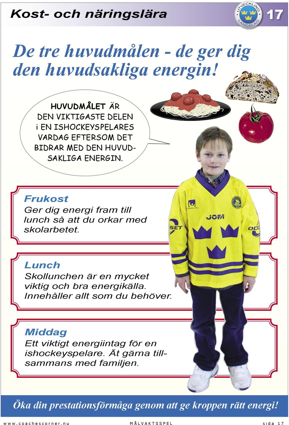 Frukost Ger dig energi fram till lunch så att du orkar med skolarbetet. Lunch Skollunchen är en mycket viktig och bra energikälla.