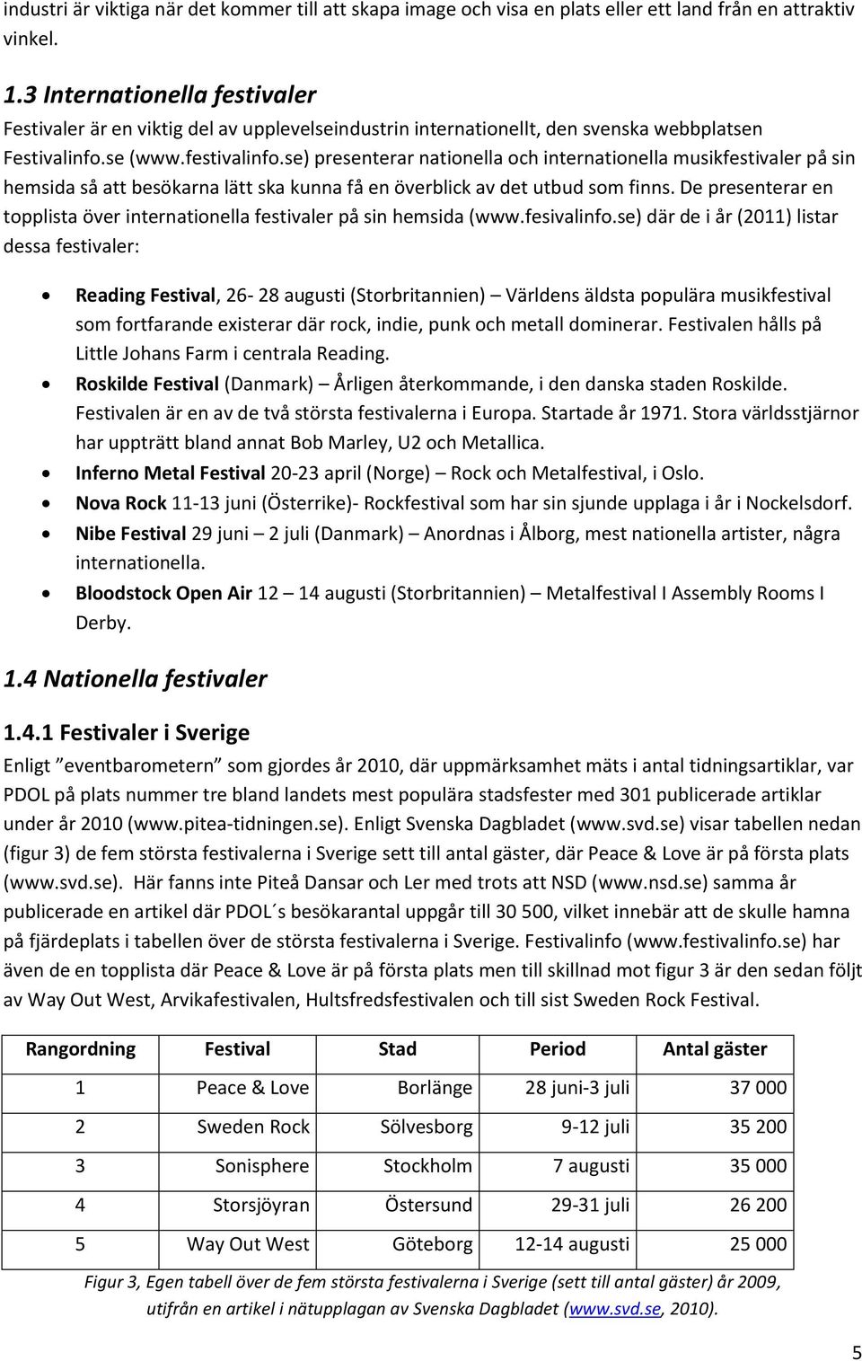 se) presenterar nationella och internationella musikfestivaler på sin hemsida så att besökarna lätt ska kunna få en överblick av det utbud som finns.