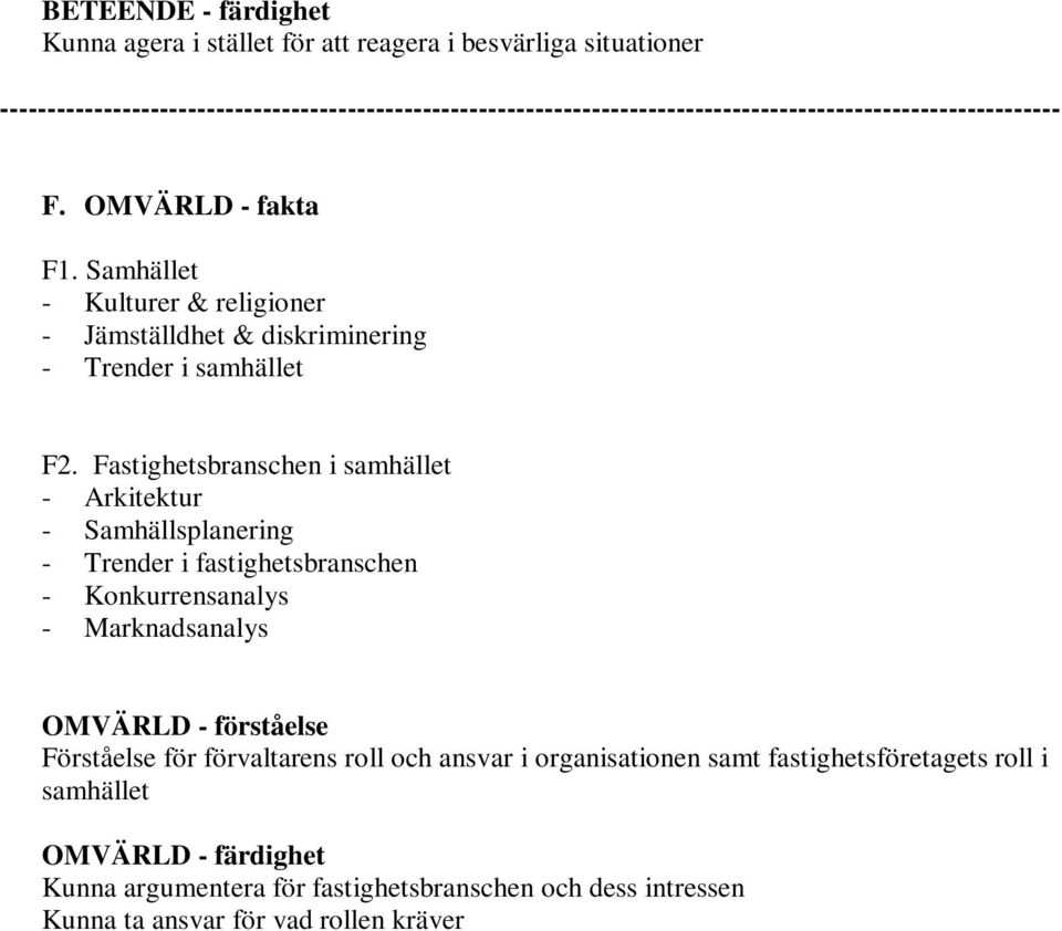 Fastighetsbranschen i samhället - Arkitektur - Samhällsplanering - Trender i fastighetsbranschen - Konkurrensanalys - Marknadsanalys OMVÄRLD -