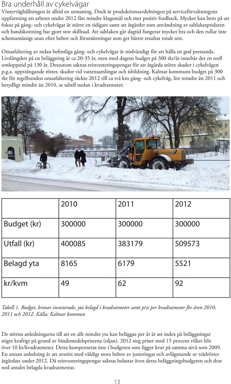 Mycket kan bero på att fokus på gång- och cykelvägar är större en tidigare samt att åtgärder som användning av saltlakespridaren och handskottning har gjort stor skillnad.