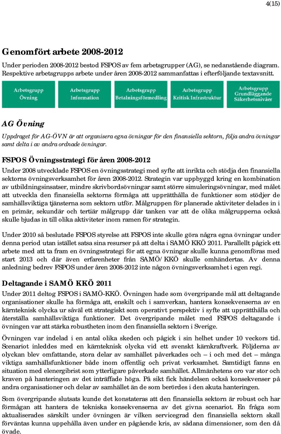 AG Övning Uppdraget för AG-ÖVN är att organisera egna övningar för den finansiella sektorn, följa andra övningar samt delta i av andra ordnade övningar.