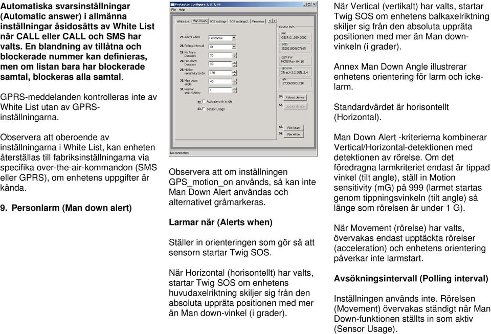 GPRS-meddelanden kontrolleras inte av White List utan av GPRSinställningarna.