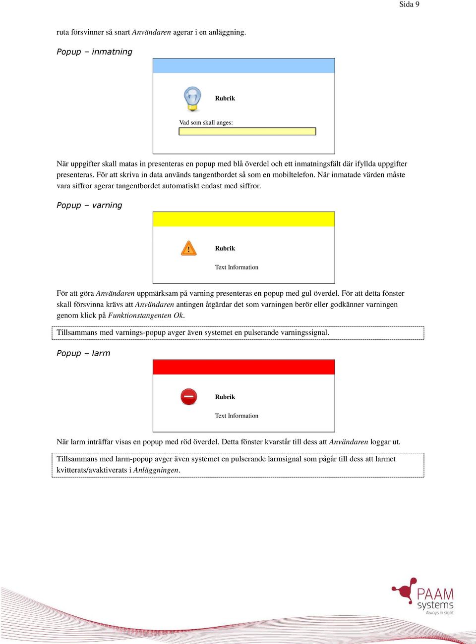 För att skriva in data används tangentbordet så som en mobiltelefon. När inmatade värden måste vara siffror agerar tangentbordet automatiskt endast med siffror.