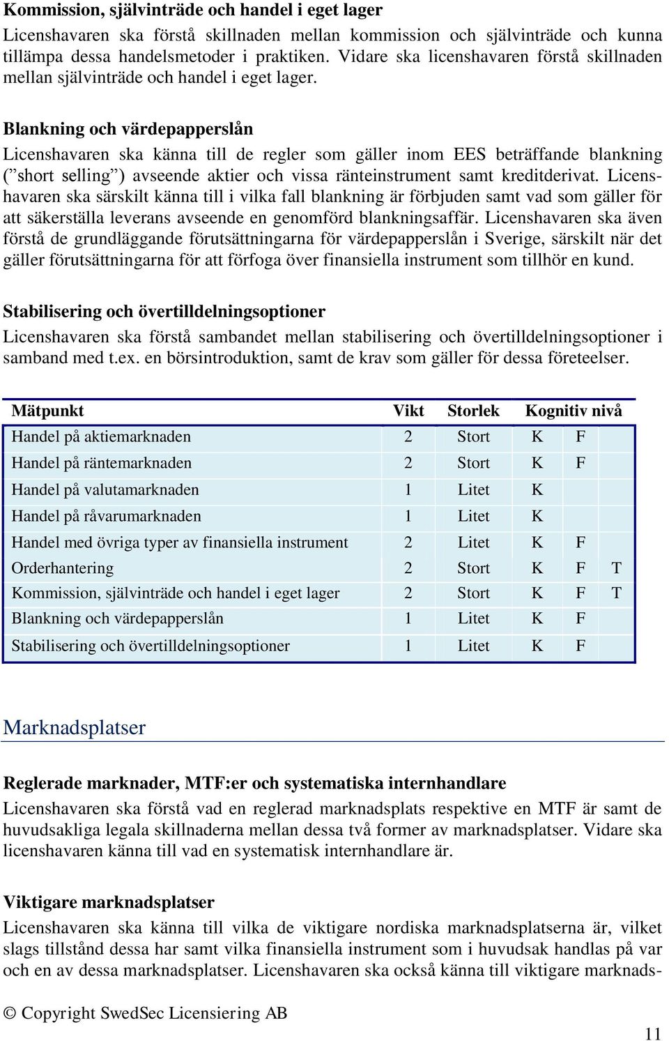 Blankning och värdepapperslån Licenshavaren ska känna till de regler som gäller inom EES beträffande blankning ( short selling ) avseende aktier och vissa ränteinstrument samt kreditderivat.