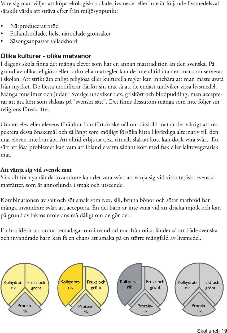 På grund av olika religiösa eller kulturella matregler kan de inte alltid äta den mat som serveras i skolan.