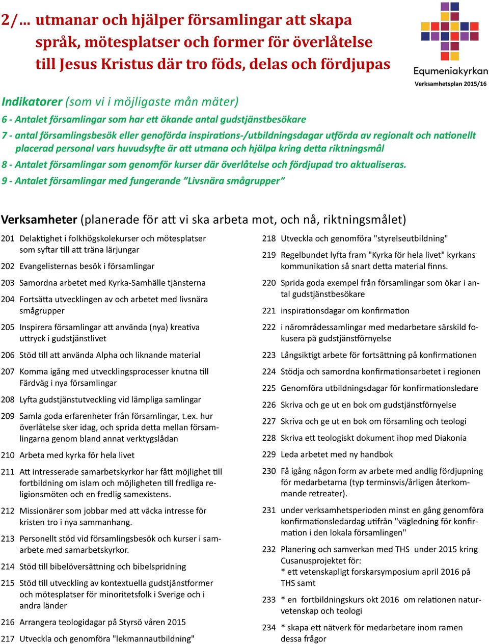 riktningsmål 8 - Antalet församlingar som genomför kurser där överlåtelse och fördjupad tro aktualiseras.