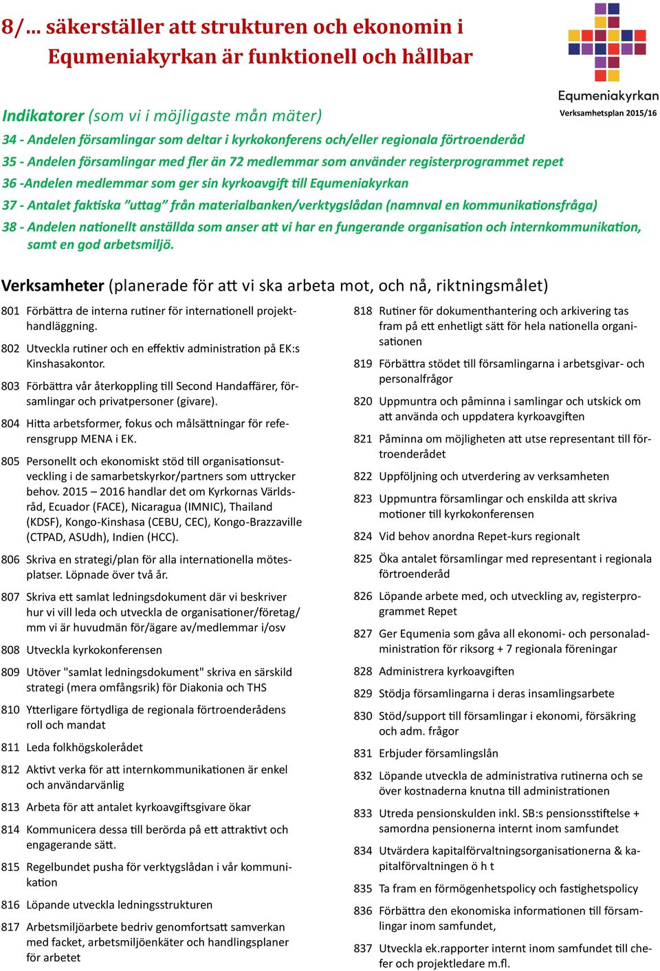 materialbanken/verktygslådan (namnval en kommunikationsfråga) 38 - Andelen nationellt anställda som anser att vi har en fungerande organisation och internkommunikation, samt en god arbetsmiljö.