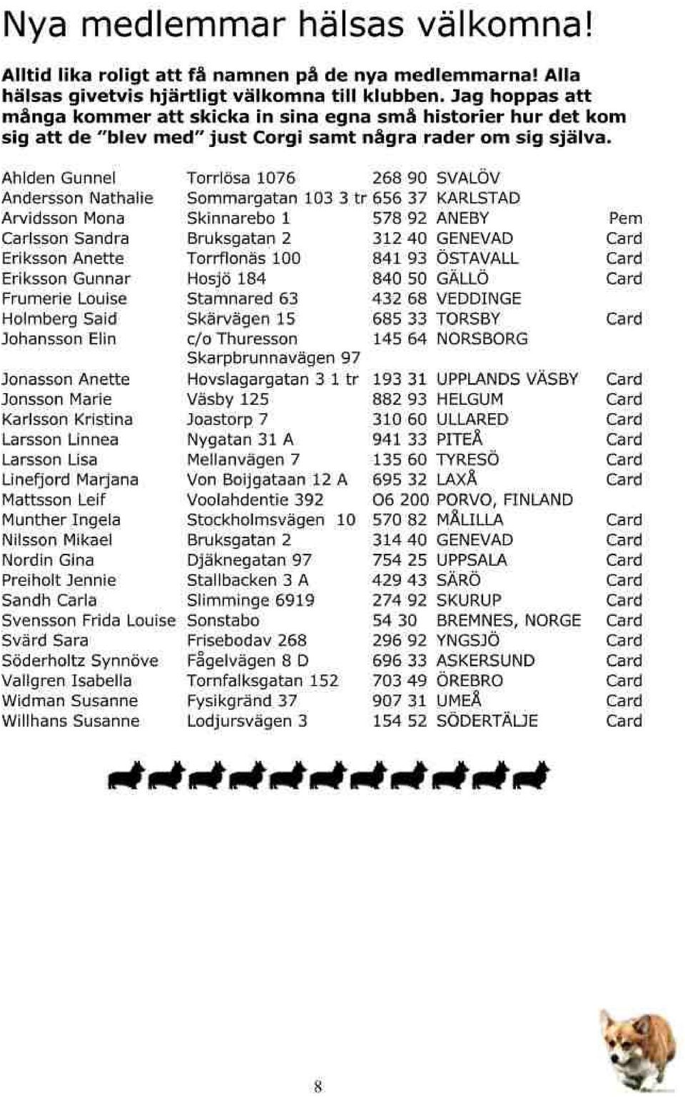 Sommargatan 103 3 tr 268 90 svalöv 656 37 (ARLSIAD 574 92 ANEAY ]1240 GENEVAD Skådågen 15 840 s0 GÄLrÖ 432 68 VEDDINGE 685 33 TORSAY -a-jjj-j--- 193 31 UPPLANDS VÄSBY cdrd Ctrd aa2 93 HELGUI{ 310 60