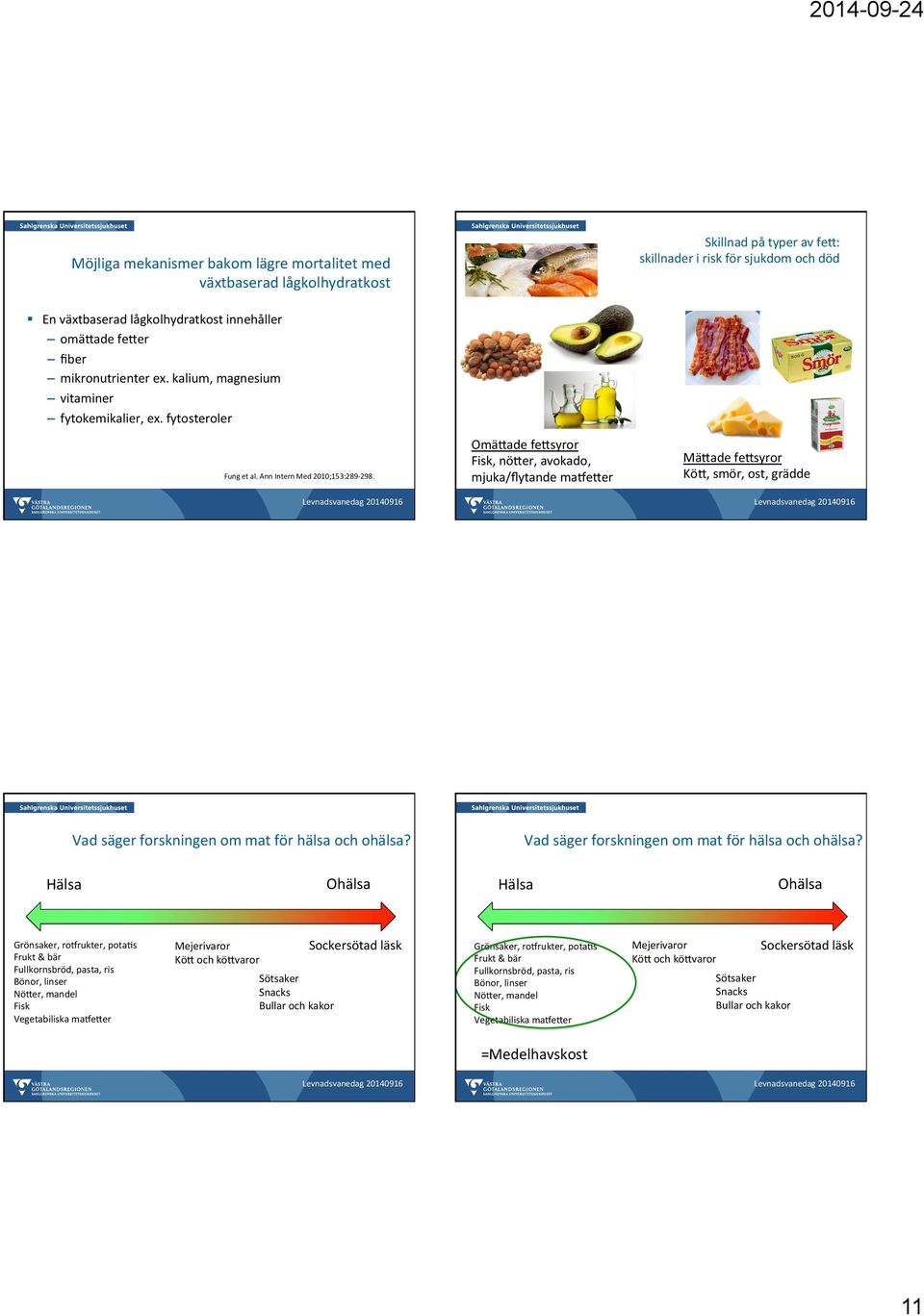 OmäVade fevsyror Fisk, növer, avokado, mjuka/ﬂytande maiever MäVade fevsyror KöV, smör, ost, grädde Vad säger forskningen om mat för hälsa och ohälsa?