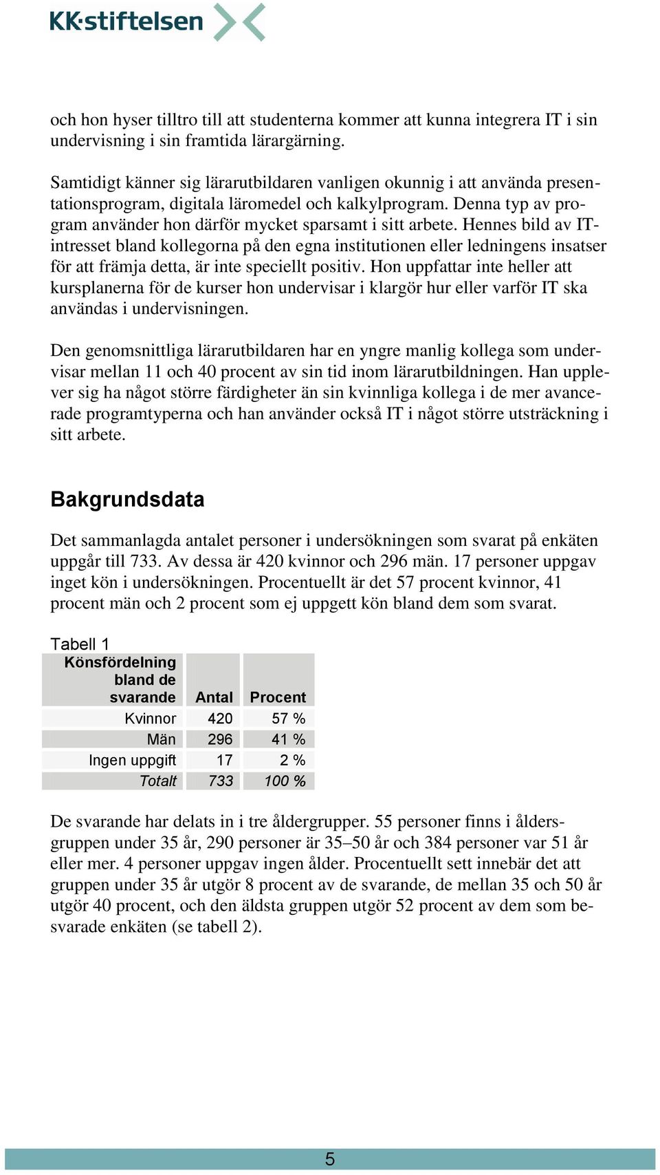 Hennes bild av ITintresset bland kollegorna på den egna institutionen eller ledningens insatser för att främja detta, är inte speciellt positiv.