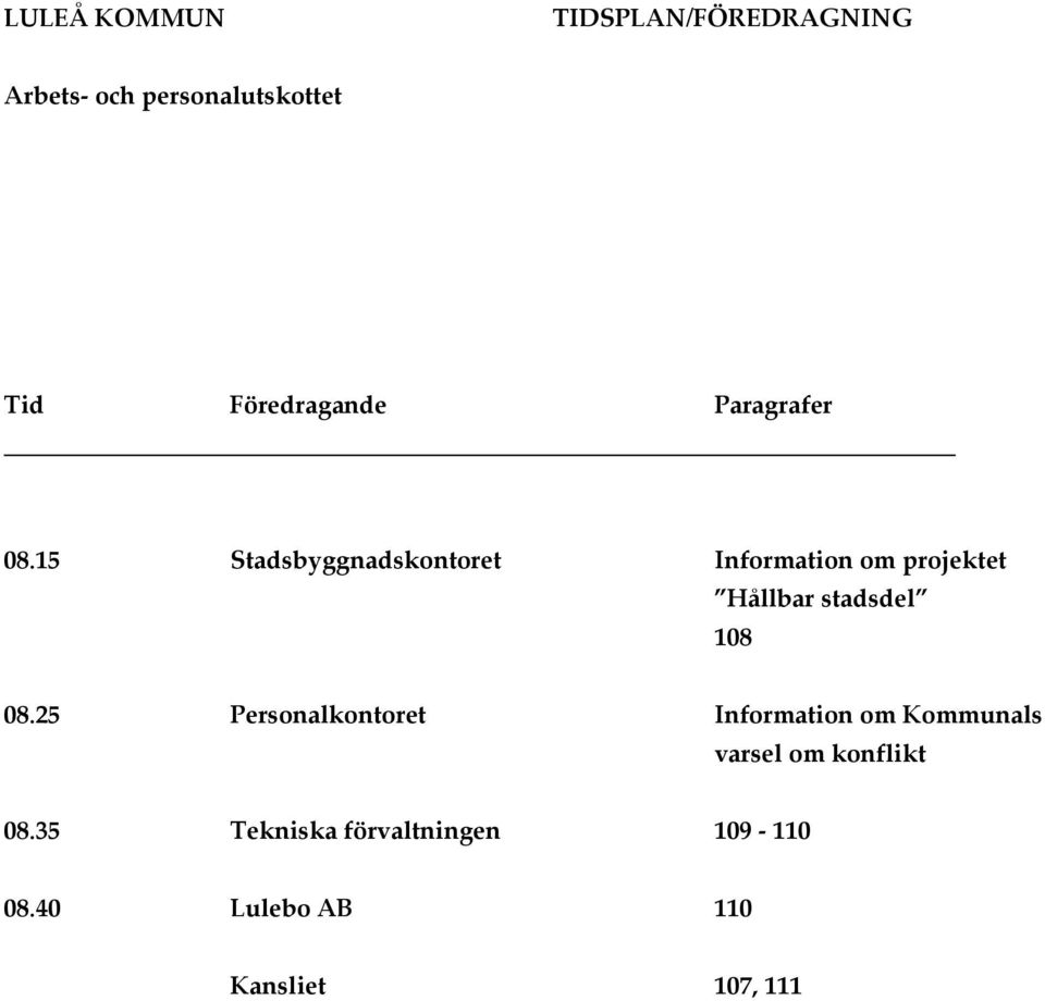 15 Stadsbyggnadskontoret Information om projektet Hållbar stadsdel 108 08.