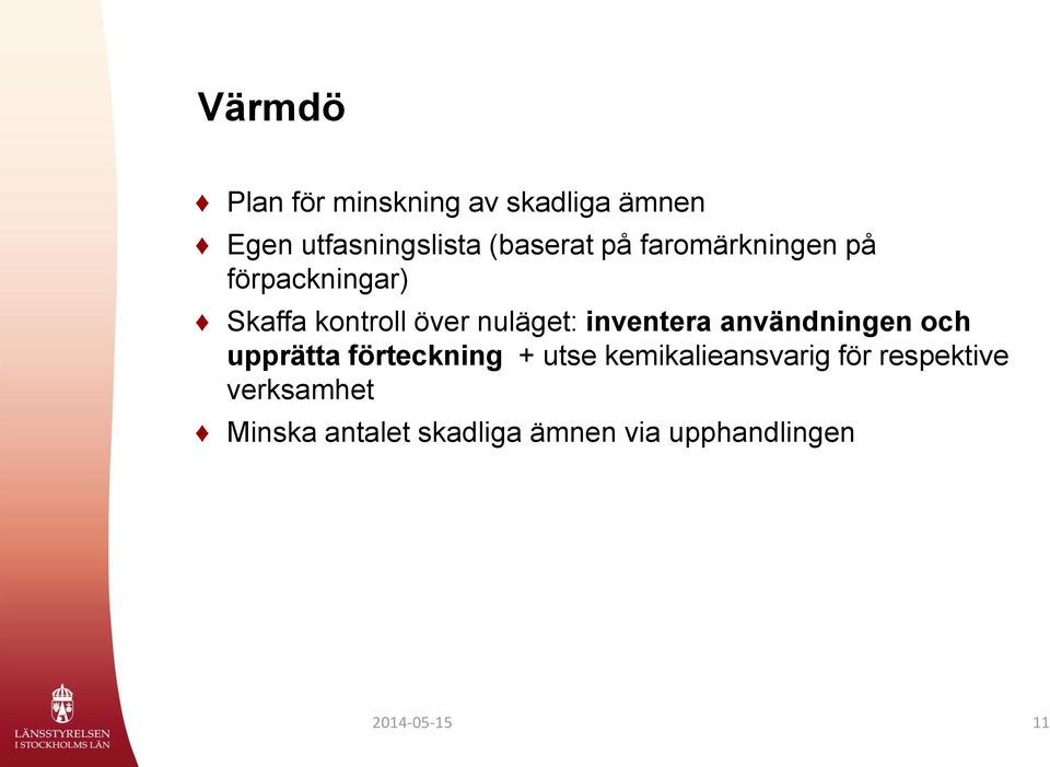 inventera användningen och upprätta förteckning + utse kemikalieansvarig