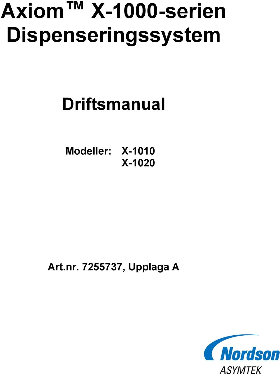 Driftsmanual Modeller:
