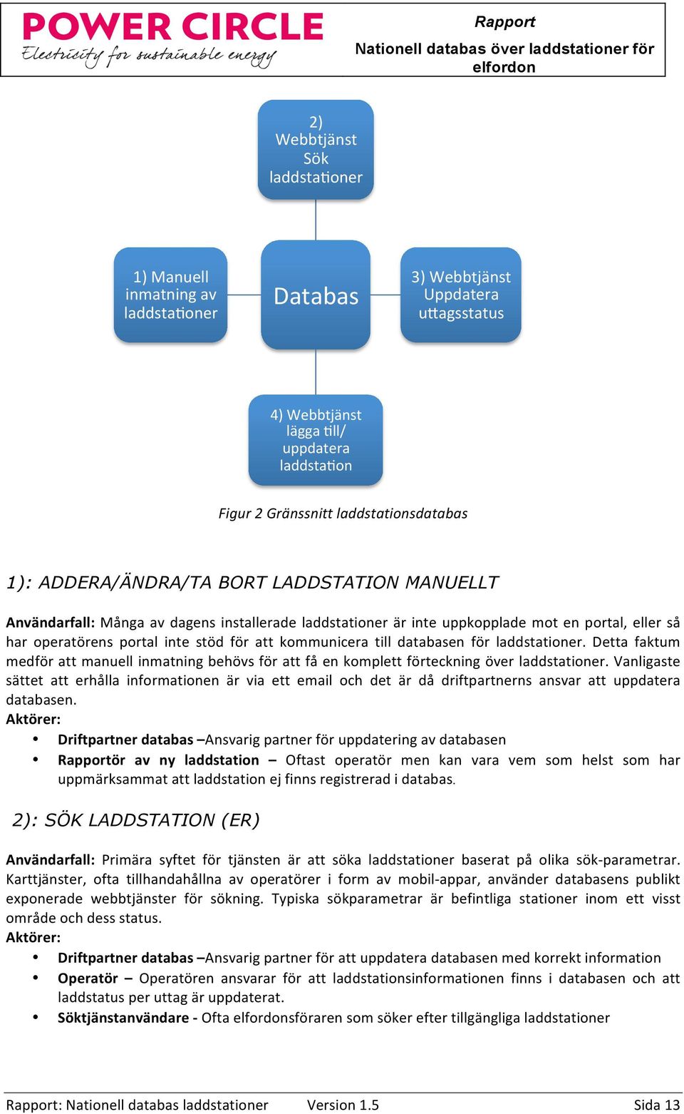 till databasen för laddstationer. Detta faktum medför att manuell inmatning behövs för att få en komplett förteckning över laddstationer.