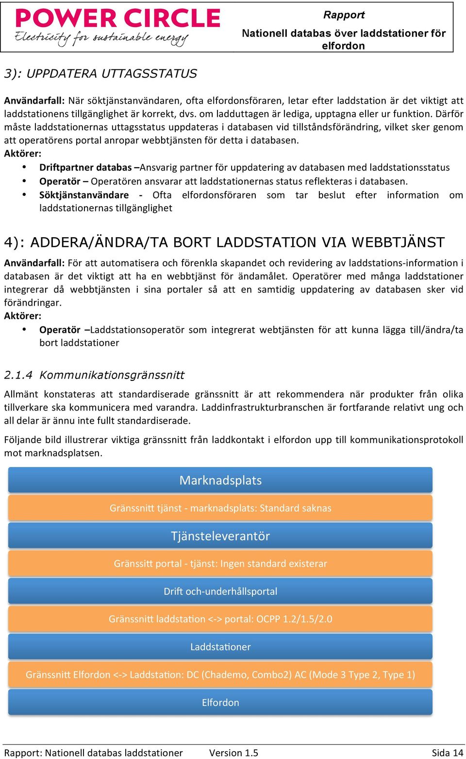 Därför måste laddstationernas uttagsstatus uppdateras i databasen vid tillståndsförändring, vilket sker genom att operatörens portal anropar webbtjänsten för detta i databasen.