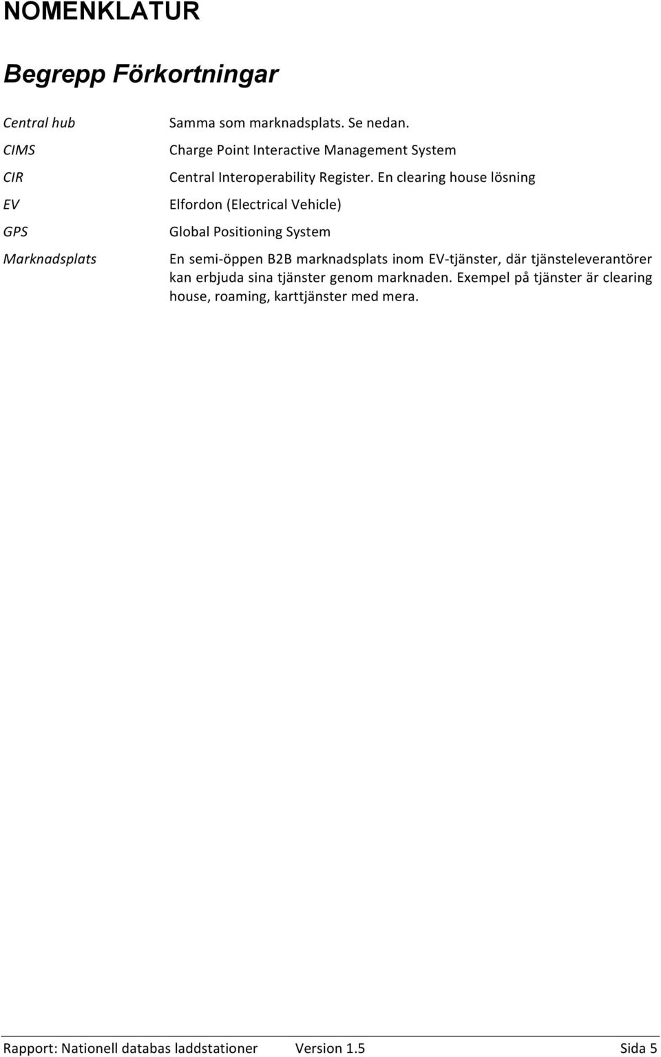 En clearing house lösning Elfordon (Electrical Vehicle) Global Positioning System En semi- öppen B2B marknadsplats inom EV-