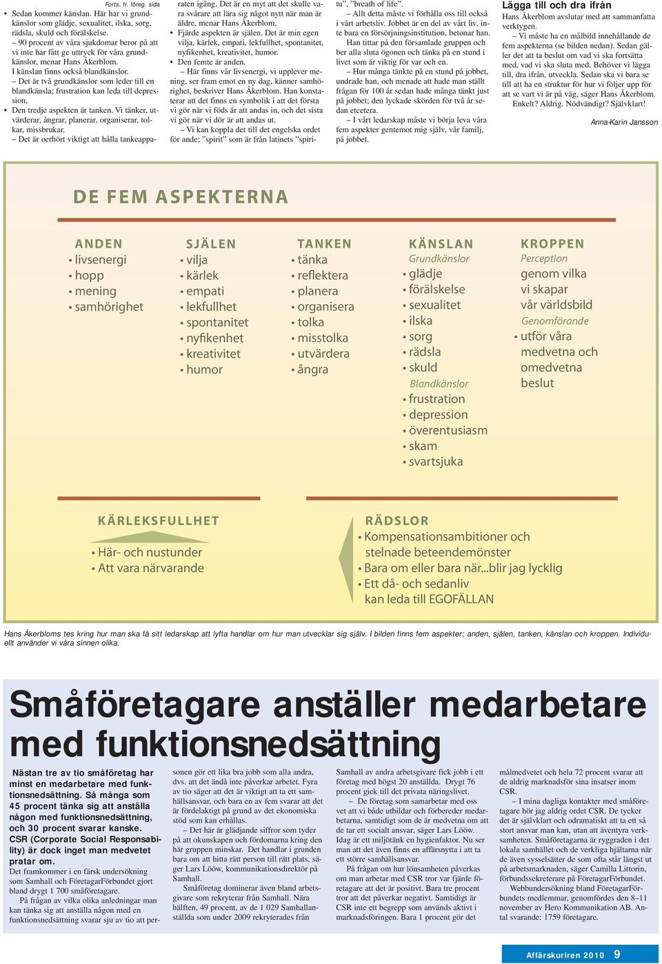 Det är två grundkänslor som leder till en blandkänsla; frustration kan leda till depression, Den tredje aspekten är tanken. Vi tänker, utvärderar, ångrar, planerar, organiserar, tolkar, missbrukar.