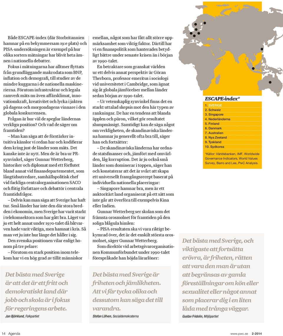 Förutom infrastruktur och legala ramverk mäts nu även affärsklimat, innovationskraft, kreativitet och lycka i jakten på dagens och morgondagens vinnare i den globala konkurrensen.