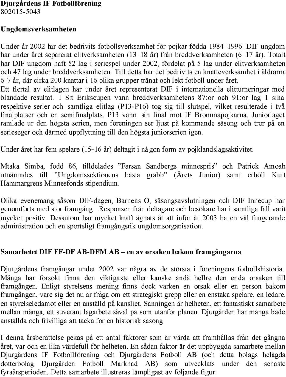 Till detta har det bedrivits en knatteverksamhet i åldrarna 6-7 år, där cirka 200 knattar i 16 olika grupper tränat och lekt fotboll under året.