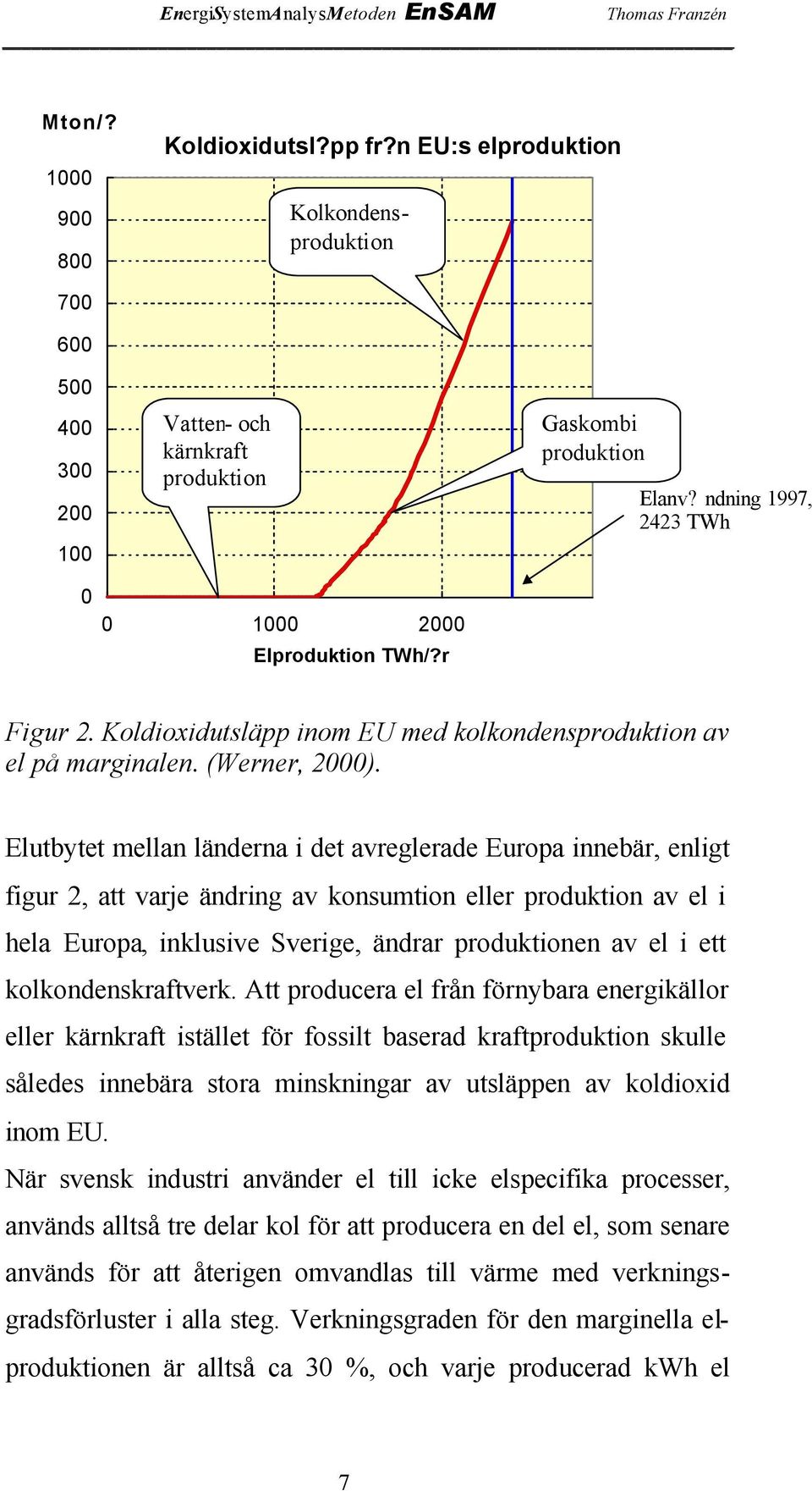 Elutbytet mellan länderna i det avreglerade Europa innebär, enligt figur 2, att varje ändring av konsumtion eller produktion av el i hela Europa, inklusive Sverige, ändrar produktionen av el i ett