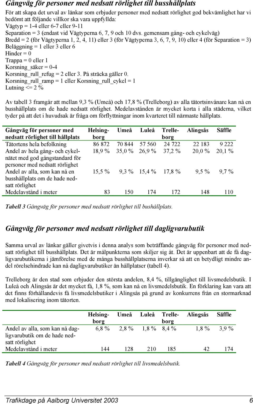 gemensam gång- och cykelväg) Bredd = 2 (för Vägtyperna 1, 2, 4, 11) eller 3 (för Vägtyperna 3, 6, 7, 9, 10) eller 4 (för Separation = 3) Beläggning = 1 eller 3 eller 6 Hinder = 0 Trappa = 0 eller 1