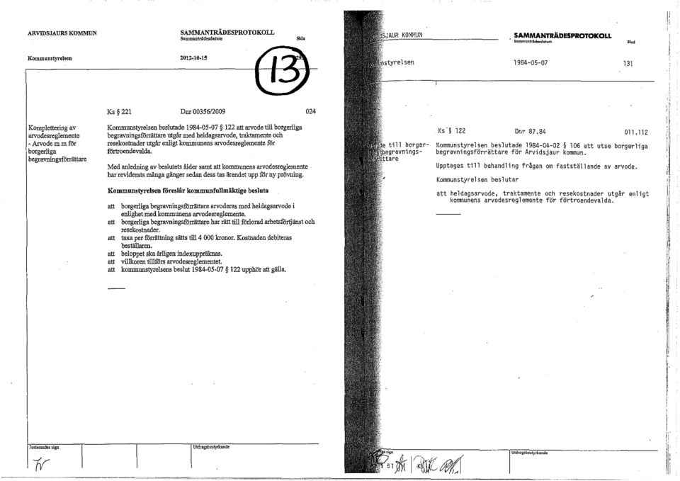 arvode till borgerliga begravningsforrättare utgår med heldagsarvode, traktamente och resekostnader utgår enligt kommunens arvodesreglemente for fortroendevalda.