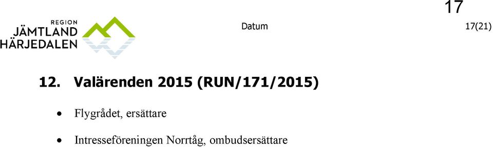 (RUN/171/2015) Flygrådet,