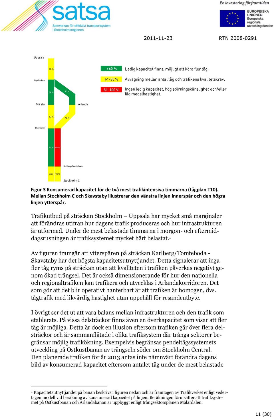 Trafikutbud på sträckan Stockholm Uppsala har mycket små marginaler att förändras utifrån hur dagens trafik produceras och hur infrastrukturen är utformad.