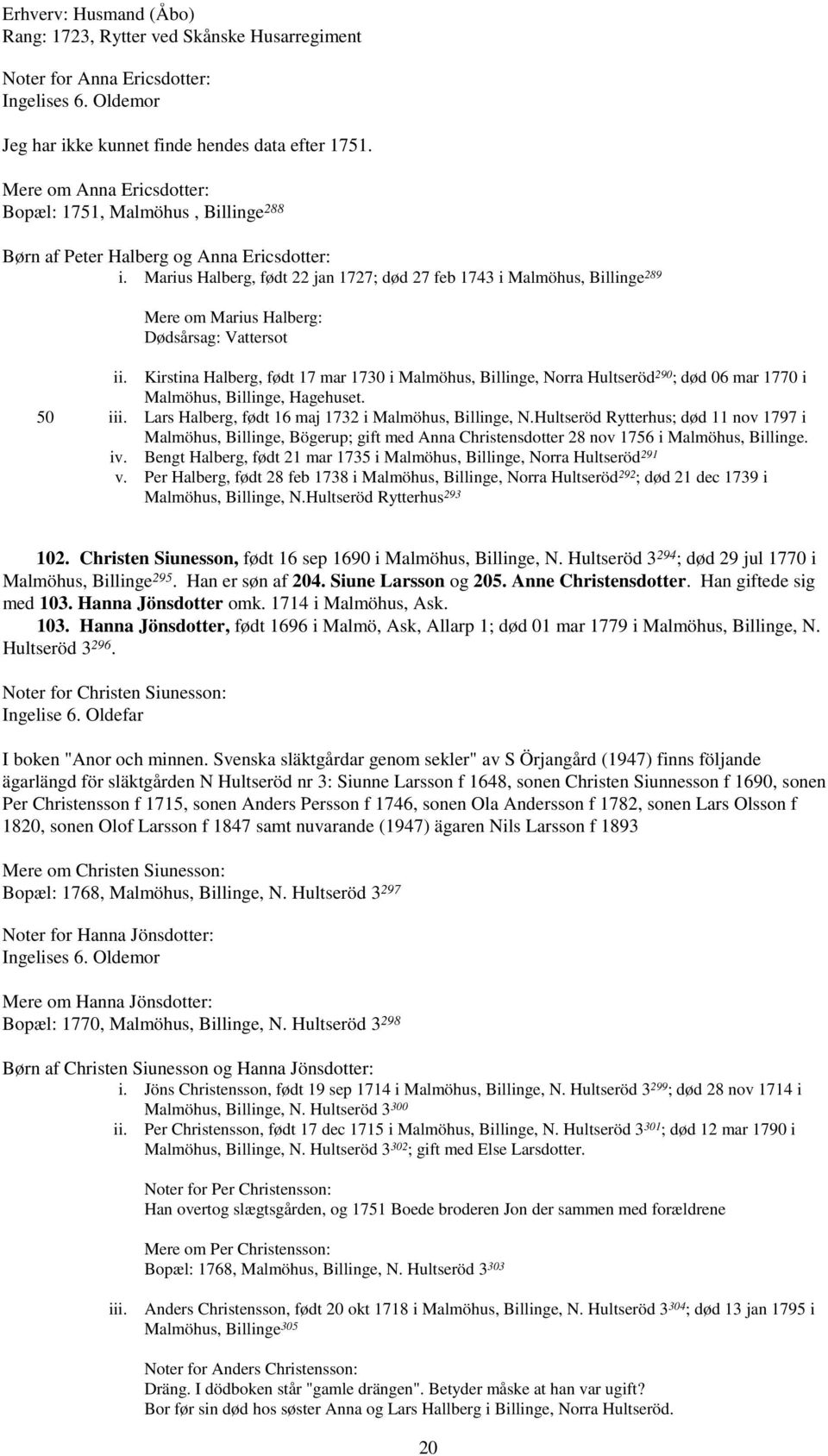 Marius Halberg, født 22 jan 1727; død 27 feb 1743 i Malmöhus, Billinge 289 Mere om Marius Halberg: Dødsårsag: Vattersot ii.