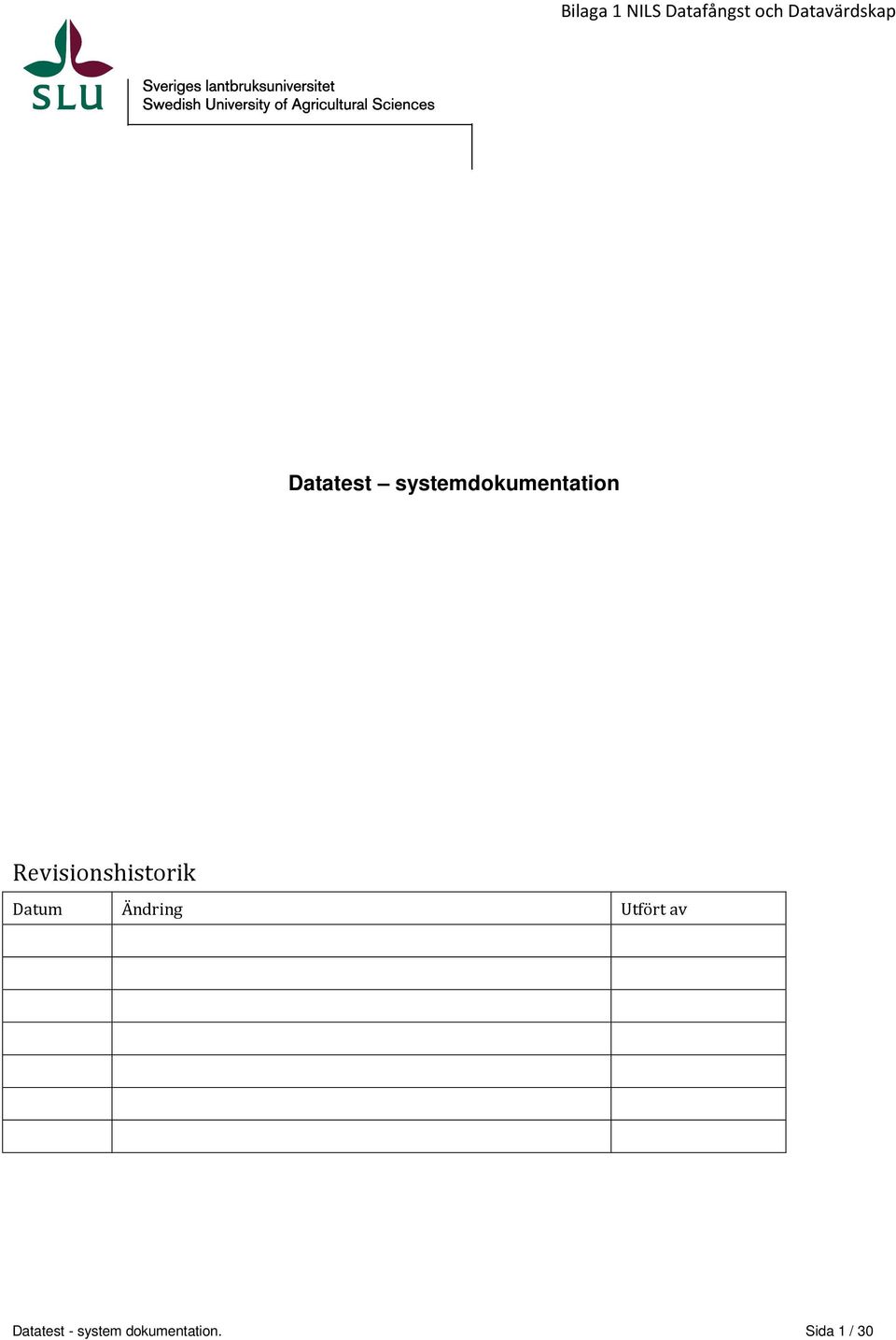 systemdokumentation Revisionshistorik