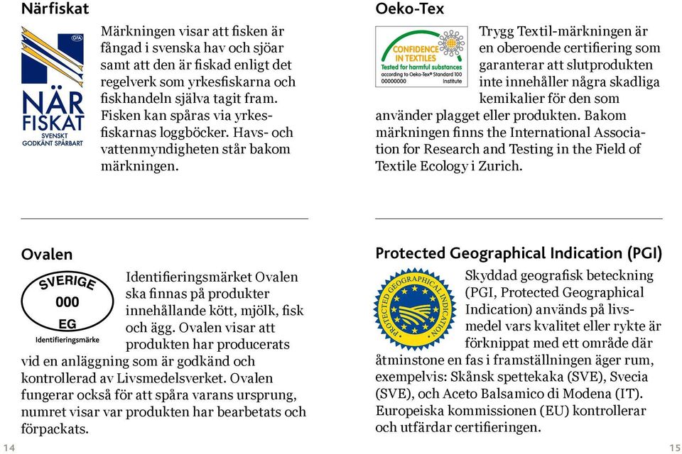 Oeko-Tex Trygg Textil-märkningen är en oberoende certifiering som garanterar att slutprodukten inte innehåller några skadliga kemikalier för den som använder plagget eller produkten.