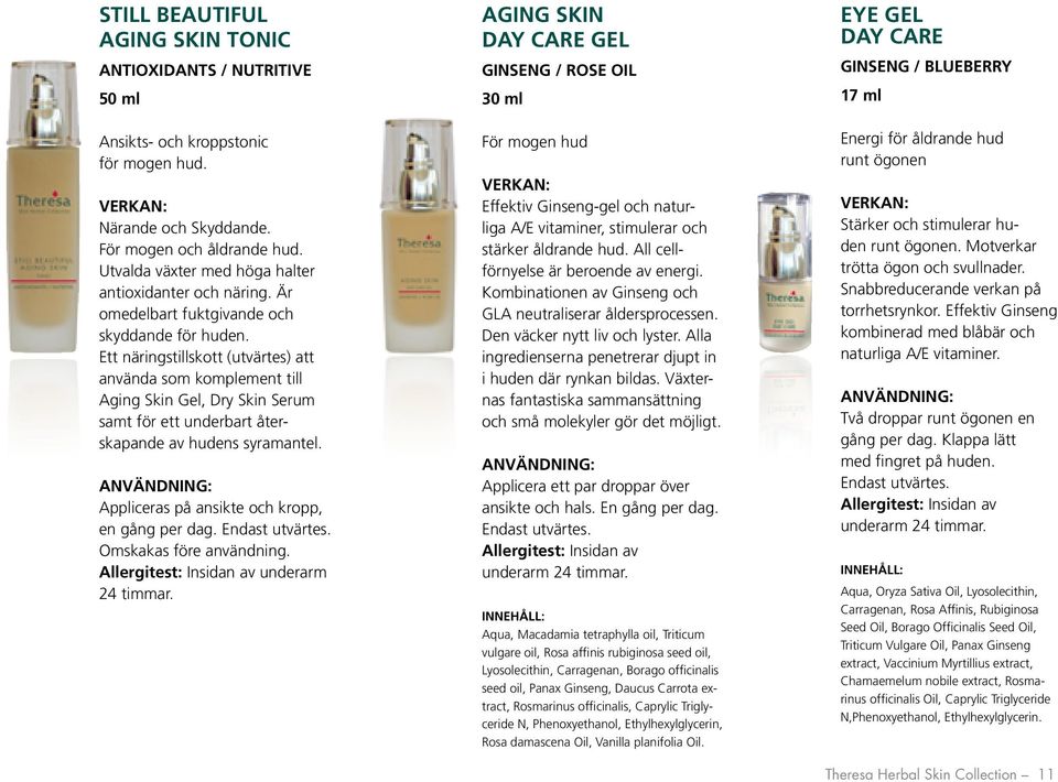 Ett näringstillskott (utvärtes) att använda som komplement till Aging Skin Gel, Dry Skin Serum samt för ett underbart återskapande av hudens syramantel.