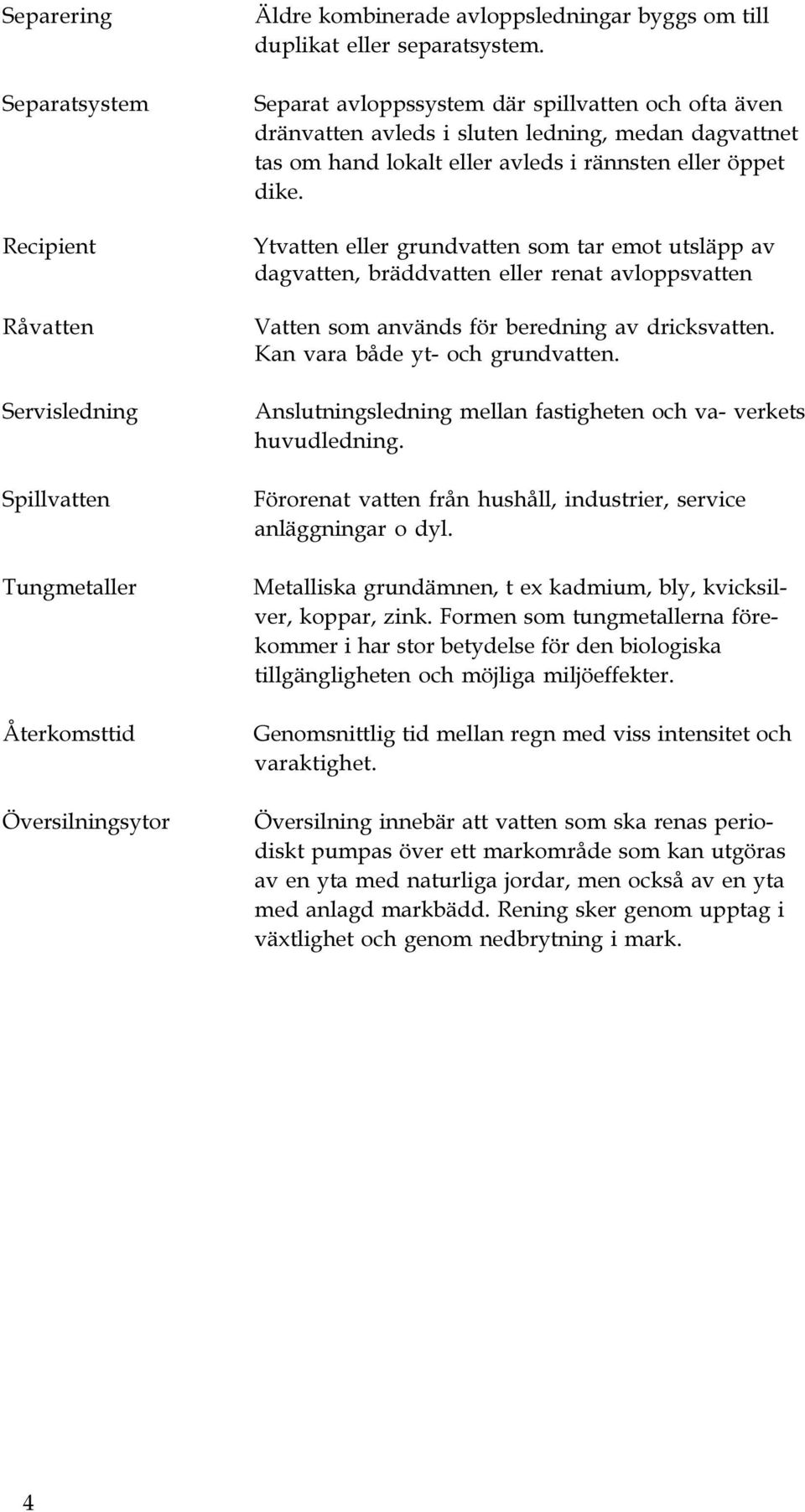 Ytvatten eller grundvatten som tar emot utsläpp av dagvatten, bräddvatten eller renat avloppsvatten Vatten som används för beredning av dricksvatten. Kan vara både yt- och grundvatten.