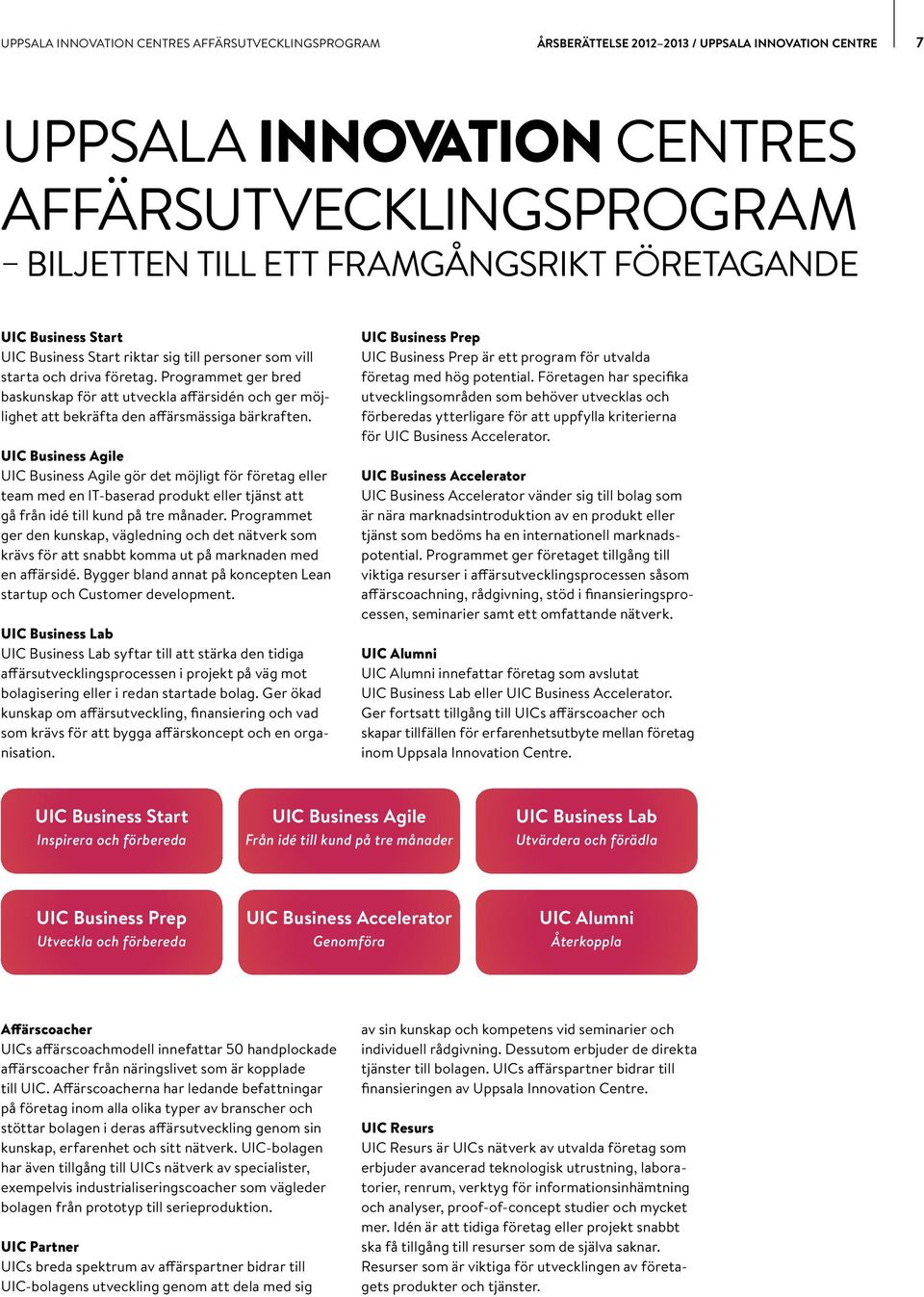 Programmet ger bred baskunskap för att utveckla affärsidén och ger möjlighet att bekräfta den affärsmässiga bärkraften.