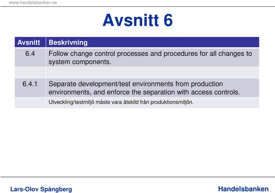 1 Separate development/test environments from production