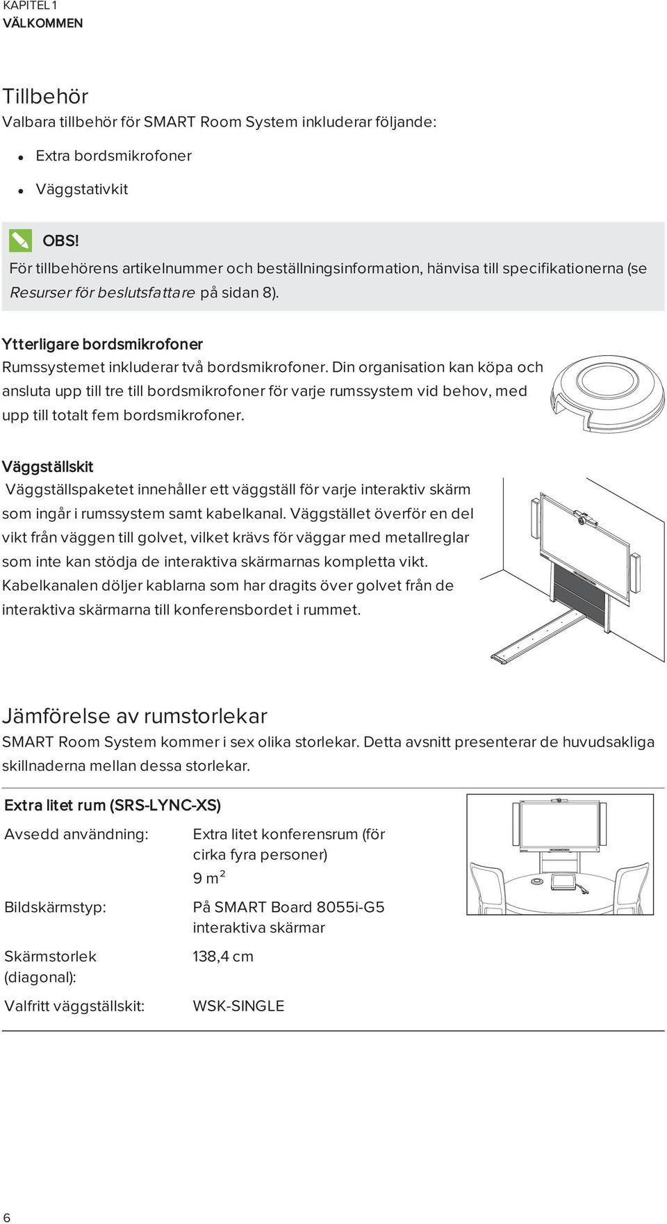 Ytterligare bordsmikrofoner Rumssystemet inkluderar två bordsmikrofoner.