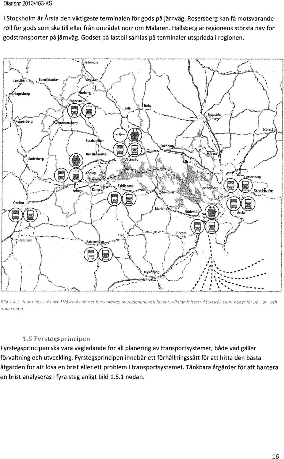 \ ( ' l ;~, ' " ~--~---~, Hallsberg \ ----- Fyrstegsprincipen ska vara vägledande för all planering av transportsystemet, både vad gäller förvaltning och utveckling.