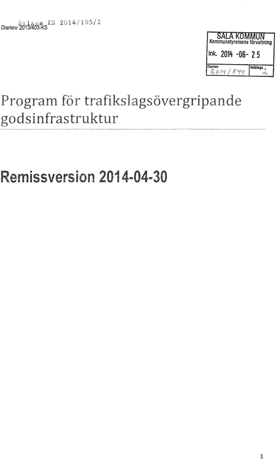 Program fö trafikslagsövergripande