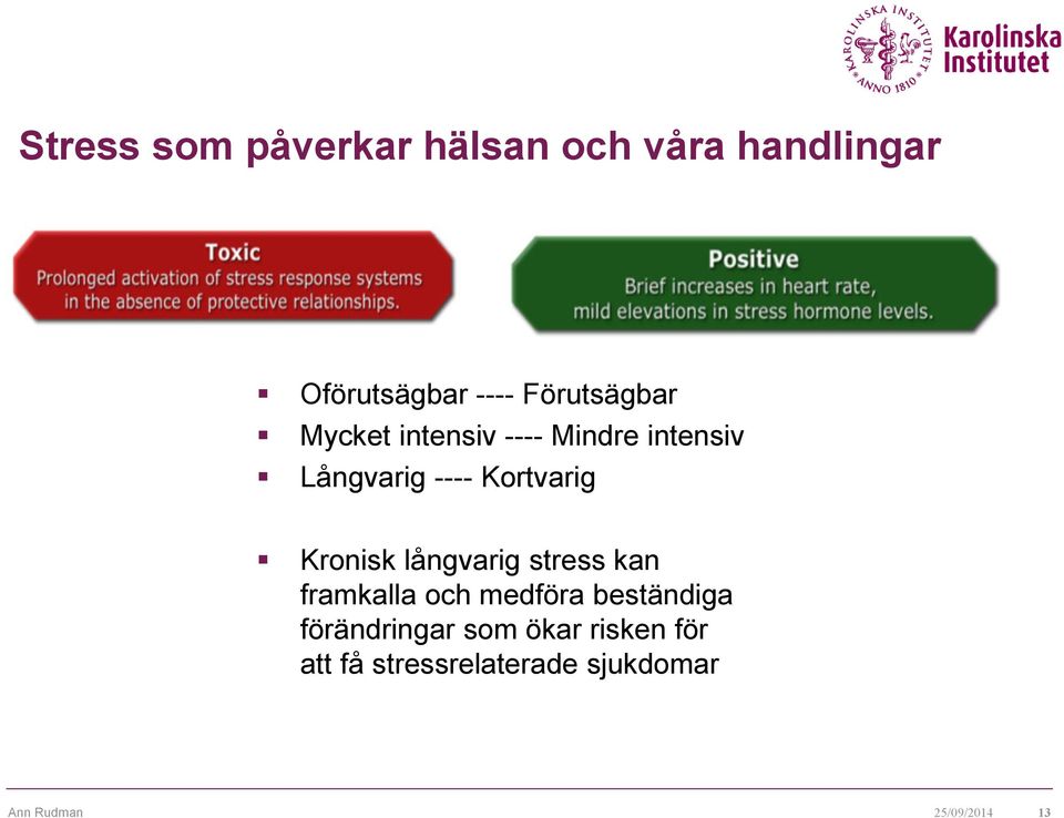 Kortvarig Kronisk långvarig stress kan framkalla och medföra