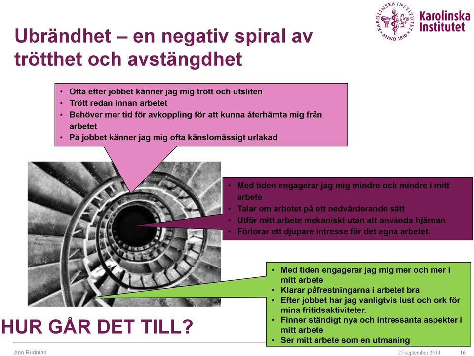 mekaniskt utan att använda hjärnan Förlorar ett djupare intresse för det egna arbetet. HUR GÅR DET TILL?