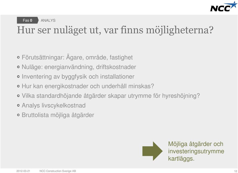 och installationer Hur kan energikostnader och underhåll minskas?