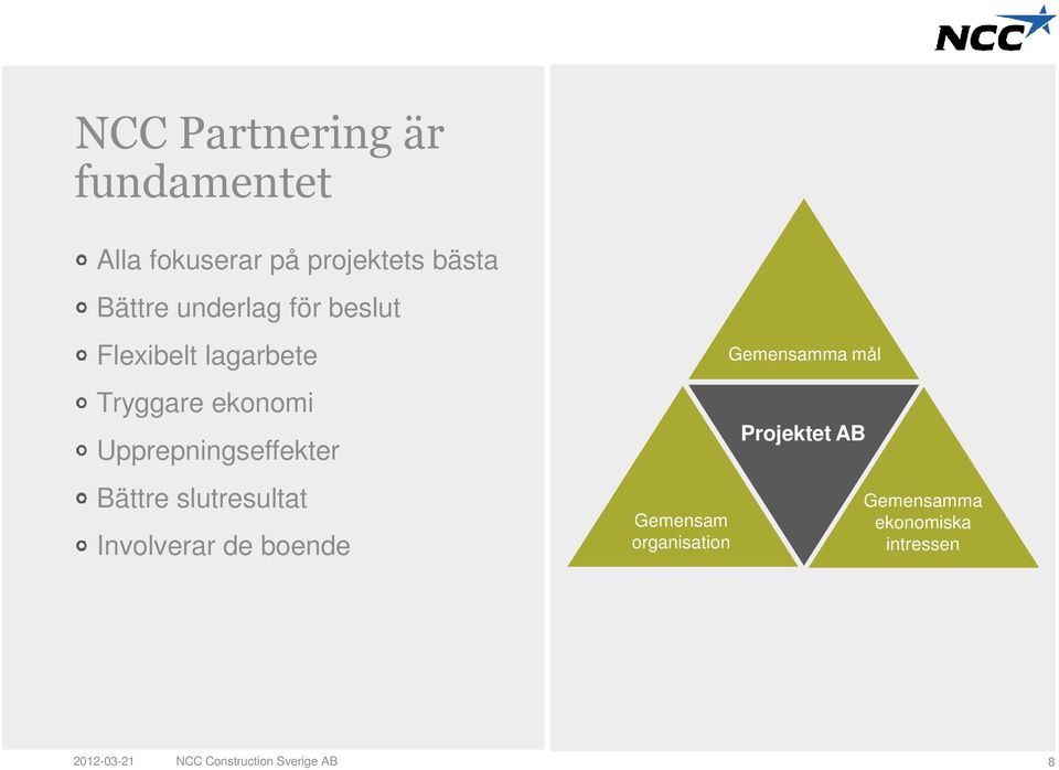 Bättre slutresultat Involverar de boende Gemensam organisation Gemensamma mål