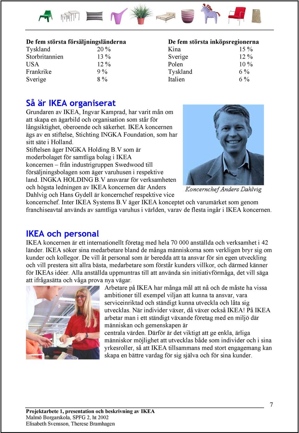 IKEA koncernen ägs av en stiftelse, Stichting INGKA Foundation, som har sitt säte i Holland. Stiftelsen äger INGKA Holding B.