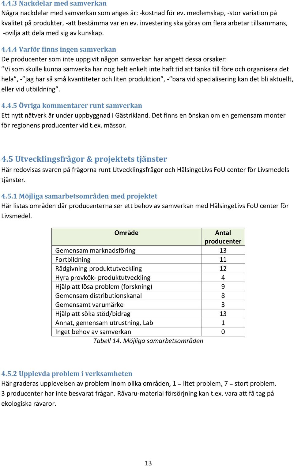 4.4 Varför finns ingen samverkan De som inte uppgivit någon samverkan har angett dessa orsaker: Vi som skulle kunna samverka har nog helt enkelt inte haft tid att tänka till före och organisera det