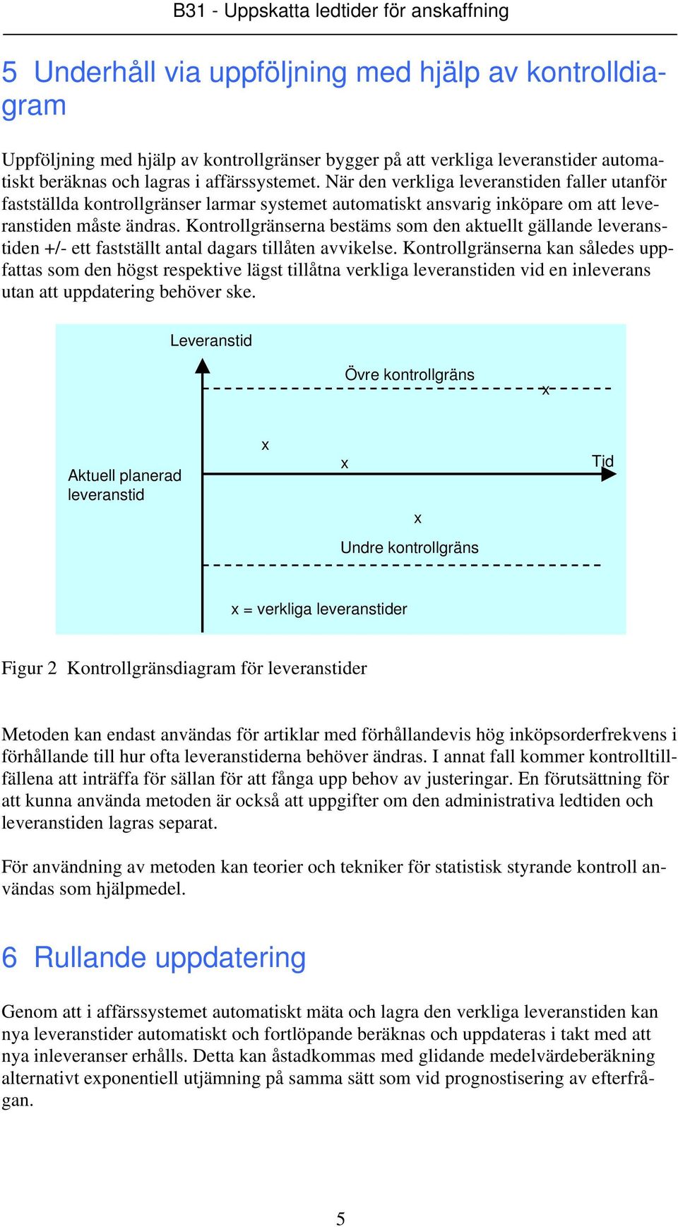 Kontrollgränserna bestäms som den aktuellt gällande leveranstiden +/- ett fastställt antal dagars tillåten avvikelse.