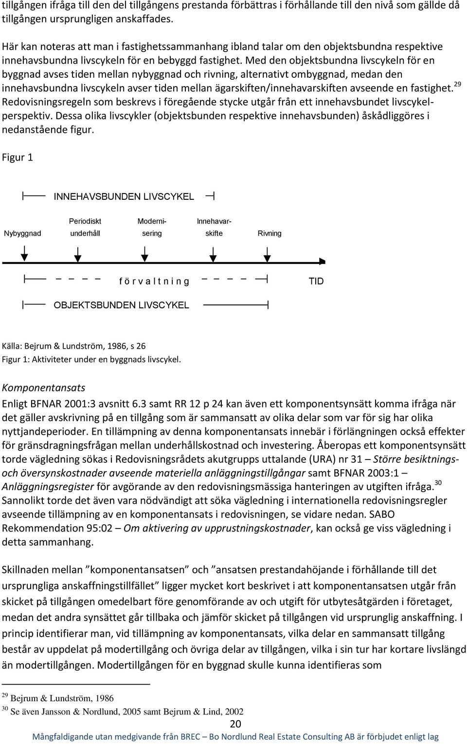 Med den objektsbundna livscykeln för en byggnad avses tiden mellan nybyggnad och rivning, alternativt ombyggnad, medan den innehavsbundna livscykeln avser tiden mellan ägarskiften/innehavarskiften