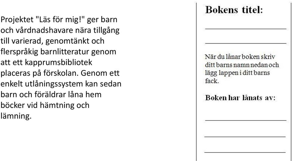 och flerspråkig barnlitteratur genom att ett kapprumsbibliotek