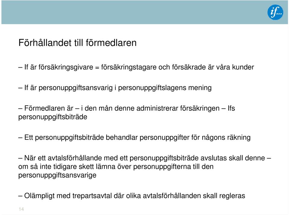 behandlar personuppgifter för någons räkning När ett avtalsförhållande med ett personuppgiftsbiträde avslutas skall denne om så inte