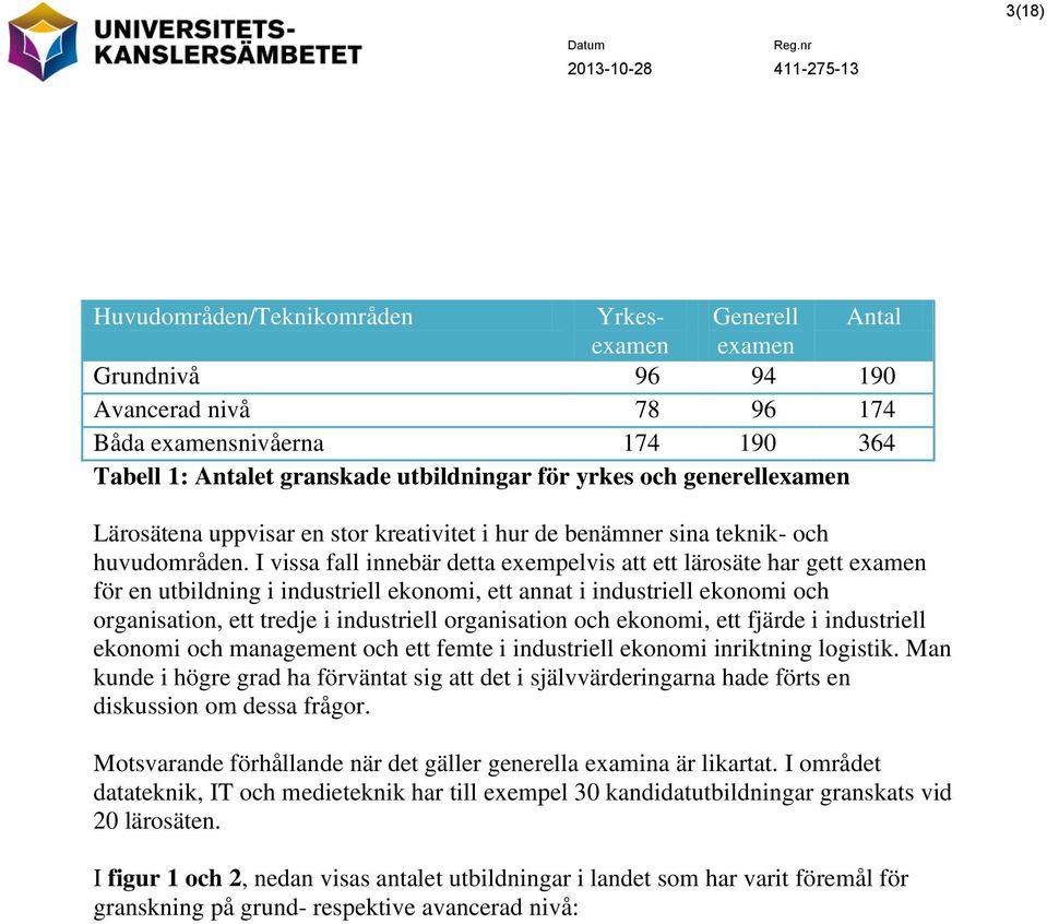 I vissa fall innebär detta exempelvis att ett lärosäte har gett examen för en utbildning i industriell ekonomi, ett annat i industriell ekonomi och organisation, ett tredje i industriell organisation