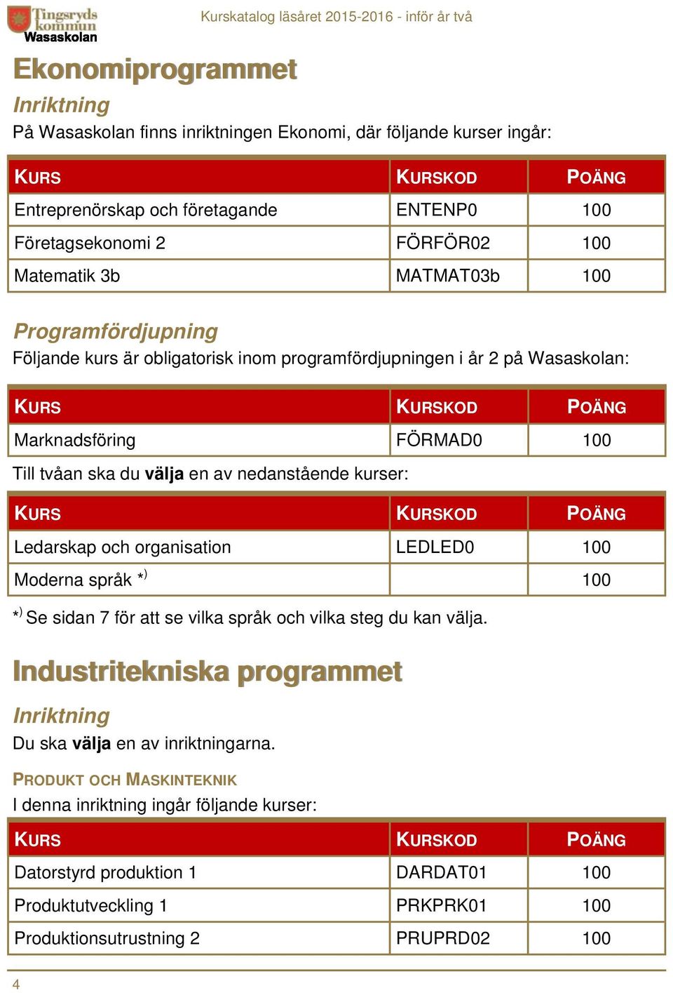 välja en av nedanstående kurser: Ledarskap och organisation LEDLED0 100 Moderna språk * ) 100 * ) Se sidan 7 för att se vilka språk och vilka steg du kan välja.